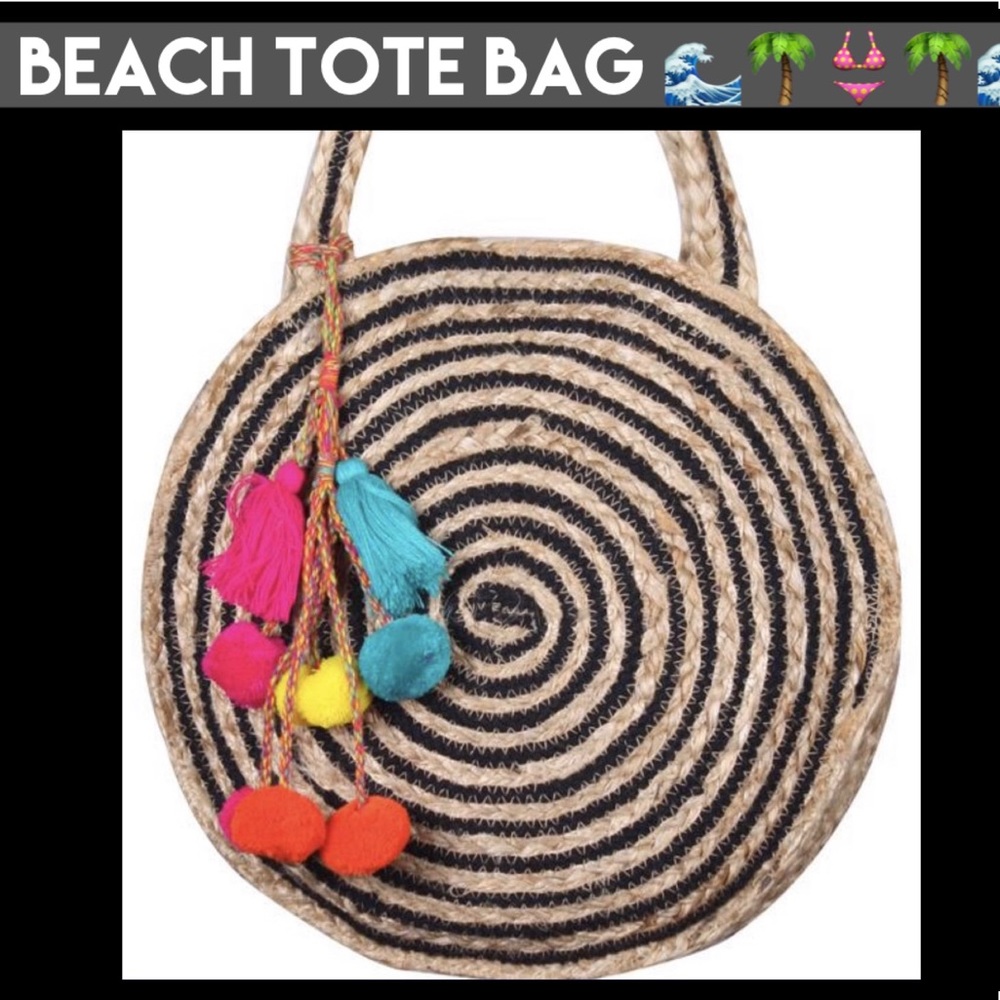 SOLD OUT🤩Raven Stripe Eco-Friendly Jute Round Bag - Picture 1 of 8